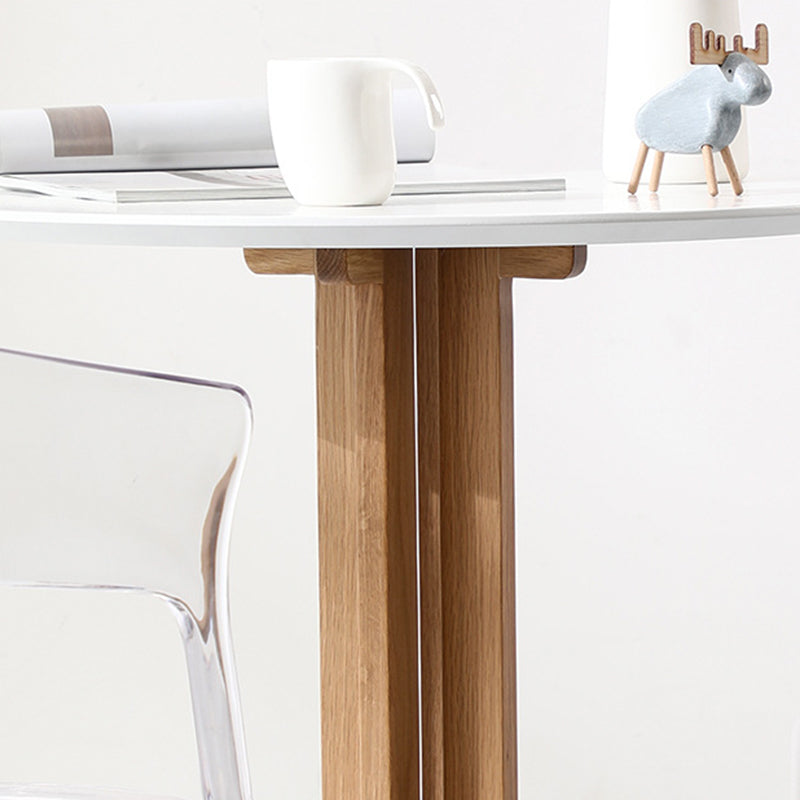 Contemporary Nordic Round MDF Oak Wood Dining Table For 2-3 Seats