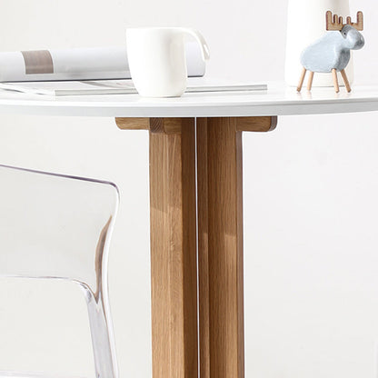Contemporary Nordic Round MDF Oak Wood Dining Table For 2-3 Seats