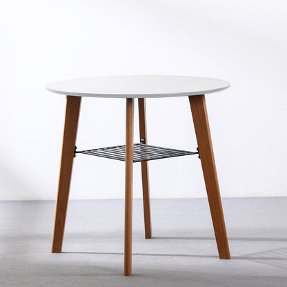 Contemporary Nordic Round MDF Beech Wood Iron Dining Table 2-Tier For 3-4 Seats