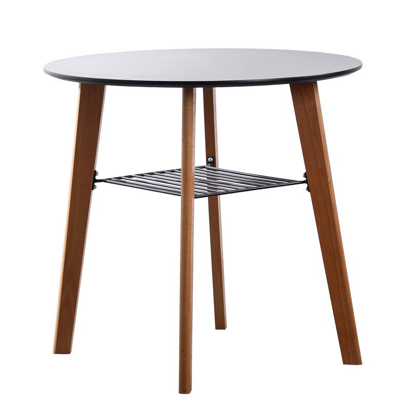 Contemporary Nordic Round MDF Beech Wood Iron Dining Table 2-Tier For 3-4 Seats