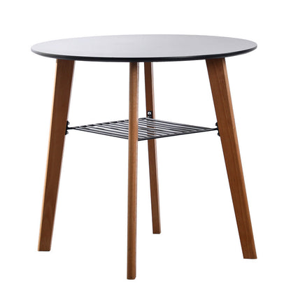 Contemporary Nordic Round MDF Beech Wood Iron Dining Table 2-Tier For 3-4 Seats