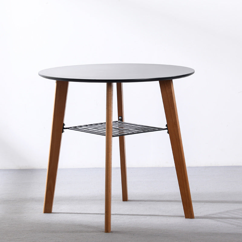 Contemporary Nordic Round MDF Beech Wood Iron Dining Table 2-Tier For 3-4 Seats