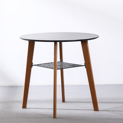 Contemporary Nordic Round MDF Beech Wood Iron Dining Table 2-Tier For 3-4 Seats