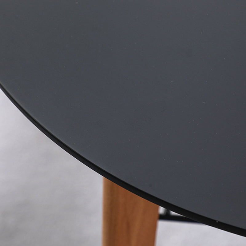 Contemporary Nordic Round MDF Beech Wood Iron Dining Table 2-Tier For 3-4 Seats