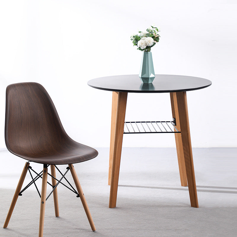 Contemporary Nordic Round MDF Beech Wood Iron Dining Table 2-Tier For 3-4 Seats