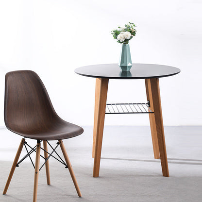 Contemporary Nordic Round MDF Beech Wood Iron Dining Table 2-Tier For 3-4 Seats