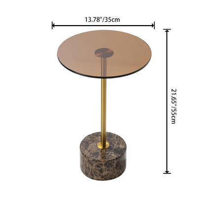 Modern Luxury Round Tempered Glass Marble Stainless Steel Coffee Table For Living Room