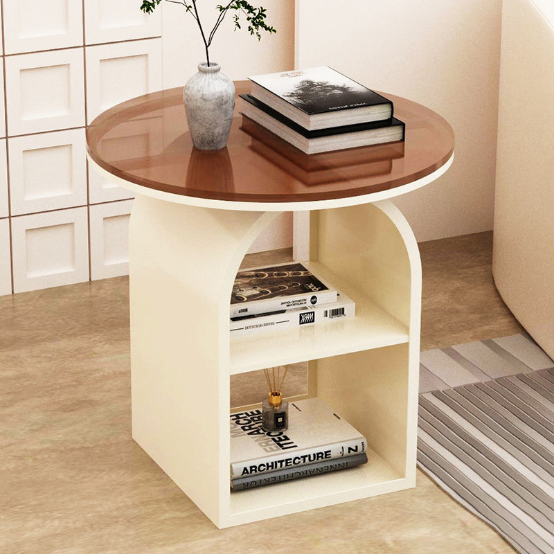 Modern Minimalist Round Glass Iron Coffee Table 3-Tier For Living Room