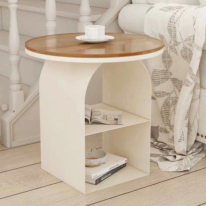 Modern Minimalist Round Glass Iron Coffee Table 3-Tier For Living Room