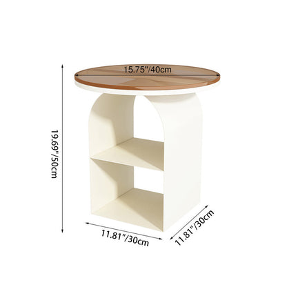 Modern Minimalist Round Glass Iron Coffee Table 3-Tier For Living Room