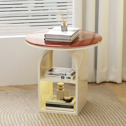 Modern Minimalist Round Glass Iron Coffee Table 3-Tier For Living Room