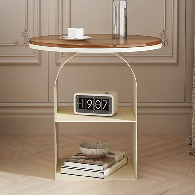 Modern Minimalist Round Glass Iron Coffee Table 3-Tier For Living Room