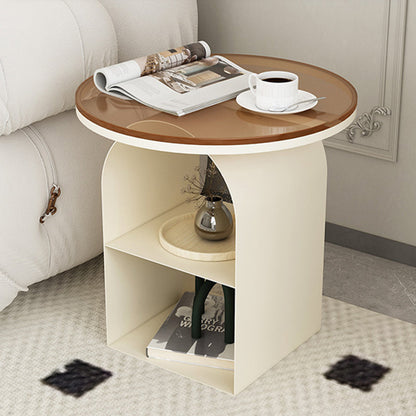 Modern Minimalist Round Glass Iron Coffee Table 3-Tier For Living Room