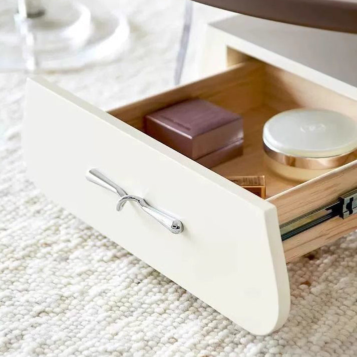 Modern Minimalist Round MDF Solid Wood Acrylic Coffee Table 1-Drawer For Living Room