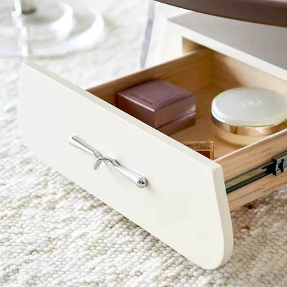 Modern Minimalist Round MDF Solid Wood Acrylic Coffee Table 1-Drawer For Living Room