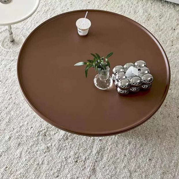 Modern Minimalist Round MDF Solid Wood Acrylic Coffee Table 1-Drawer For Living Room
