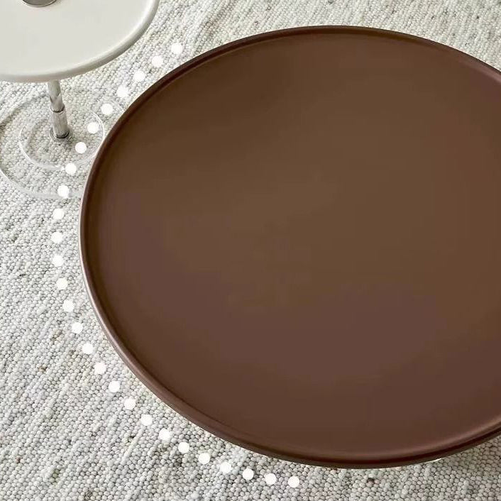 Modern Minimalist Round MDF Solid Wood Acrylic Coffee Table 1-Drawer For Living Room