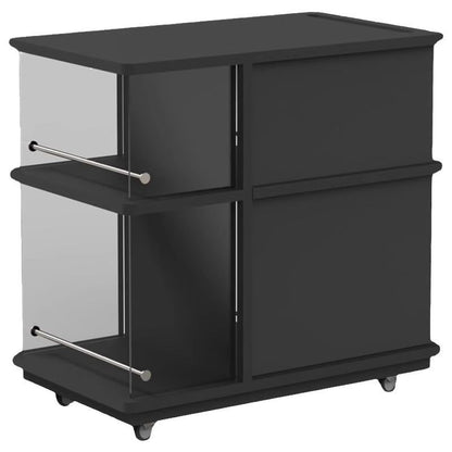 Modern Minimalist Rectangular Solid Wood Plywood Glass Stainless Steel Removable Partition Movable End Table 4-Cabinet For Living Room