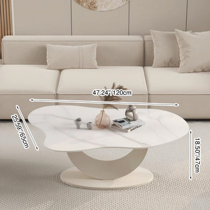 Modern Minimalist Cloud-shaped Stone Slab Carbon Steel Coffee Table For Living Room