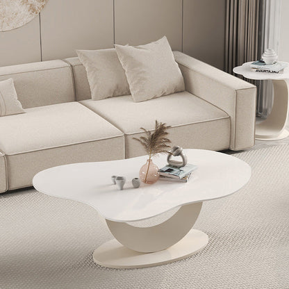 Modern Minimalist Cloud-shaped Stone Slab Carbon Steel Coffee Table For Living Room