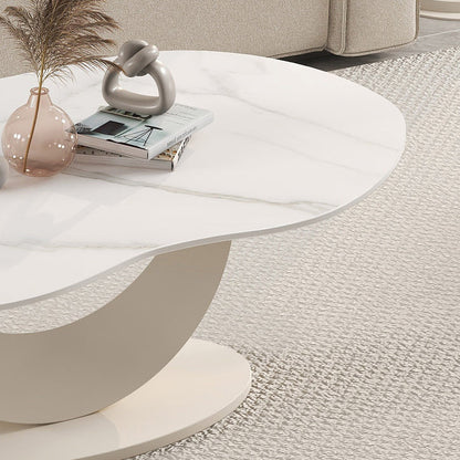 Modern Minimalist Cloud-shaped Stone Slab Carbon Steel Coffee Table For Living Room