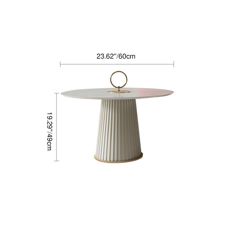 Contemporary Nordic Round Ceramic Titanium Stainless Steel Carbon Steel Microfiber Leather Coffee Table For Living Room