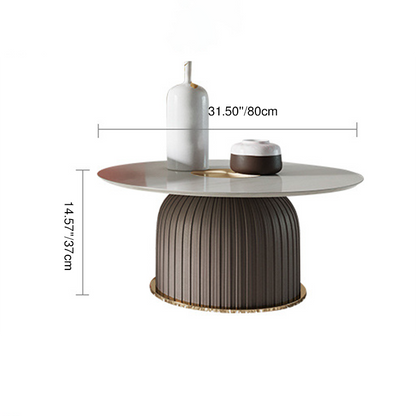 Contemporary Nordic Round Ceramic Titanium Stainless Steel Carbon Steel Microfiber Leather Coffee Table For Living Room