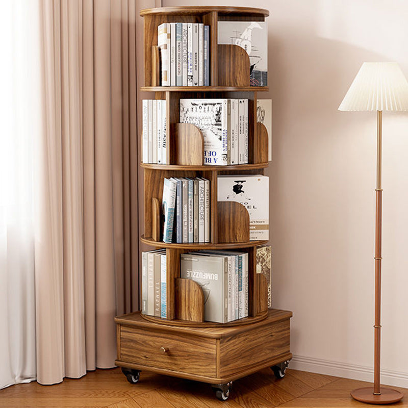 Modern Minimalist Round MDF 360°Swivel Movable Bookshelf 4/5-Tier For Living Room