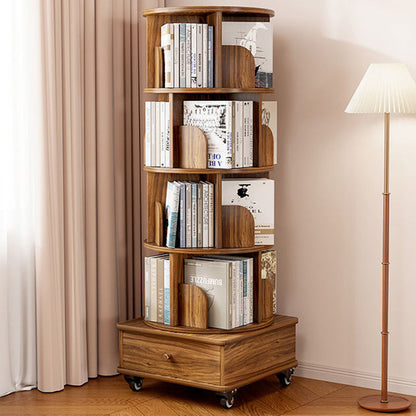 Modern Minimalist Round MDF 360°Swivel Movable Bookshelf 4/5-Tier For Living Room