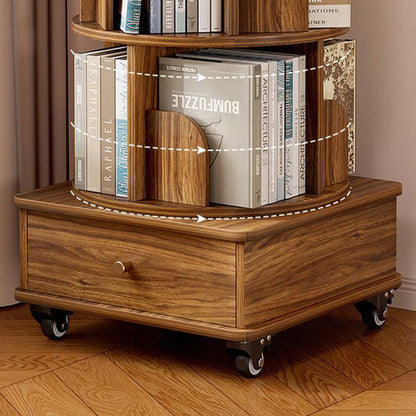 Modern Minimalist Round MDF 360°Swivel Movable Bookshelf 4/5-Tier For Living Room