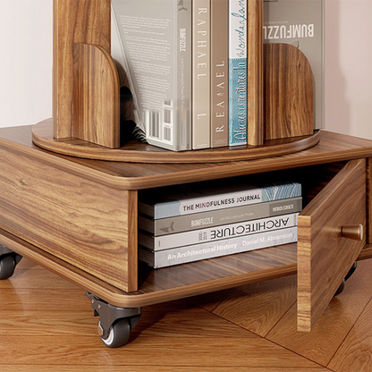 Modern Minimalist Round MDF 360°Swivel Movable Bookshelf 4/5-Tier For Living Room