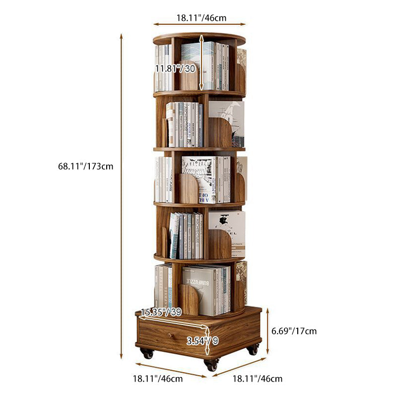 Modern Minimalist Round MDF 360°Swivel Movable Bookshelf 4/5-Tier For Living Room