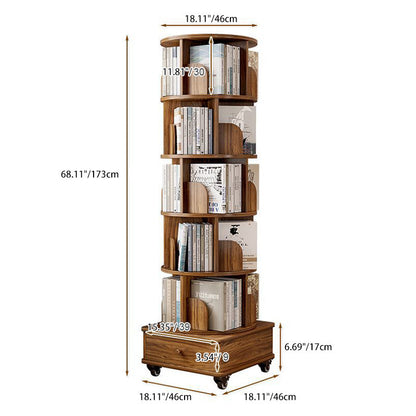 Modern Minimalist Round MDF 360°Swivel Movable Bookshelf 4/5-Tier For Living Room