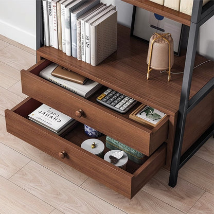 Modern Minimalist Rectangular MDF Steel Bookshelf 4-Tier For Living Room