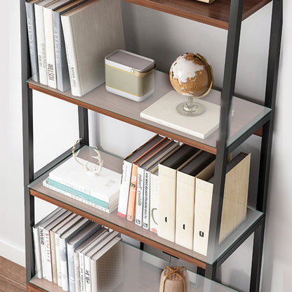 Modern Minimalist Rectangular MDF Steel Bookshelf 4-Tier For Living Room