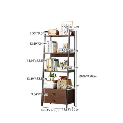 Modern Minimalist Rectangular MDF Steel Bookshelf 4-Tier For Living Room