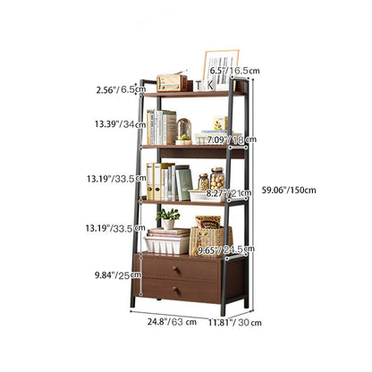 Modern Minimalist Rectangular MDF Steel Bookshelf 4-Tier For Living Room