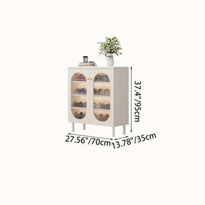 Modern Minimalist Rectangular Rattan Glass MDF Solid Wood Eco Board Weaving Shoe Storage 4-Tier For Entryways