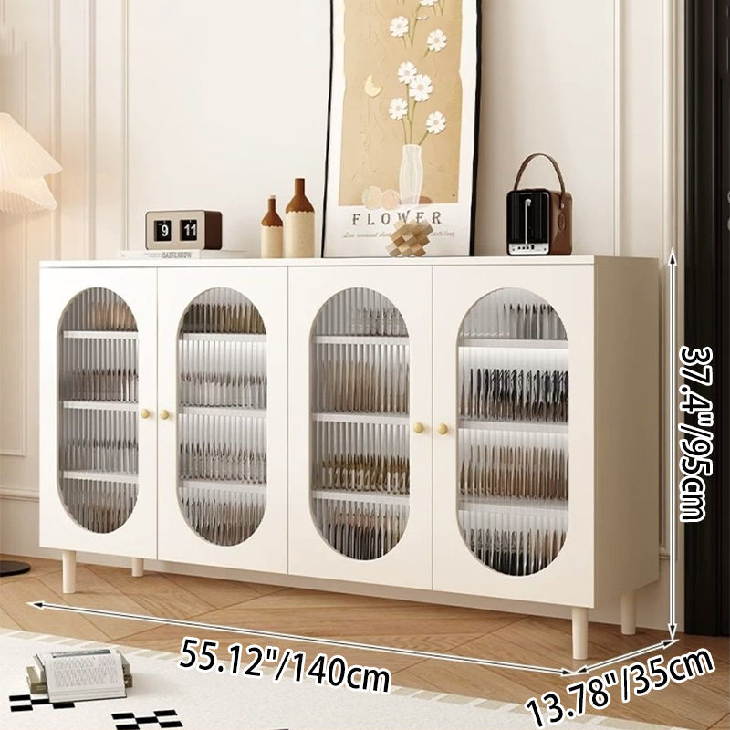 Modern Minimalist Rectangular Rattan Glass MDF Solid Wood Eco Board Weaving Shoe Storage 4-Tier For Entryways