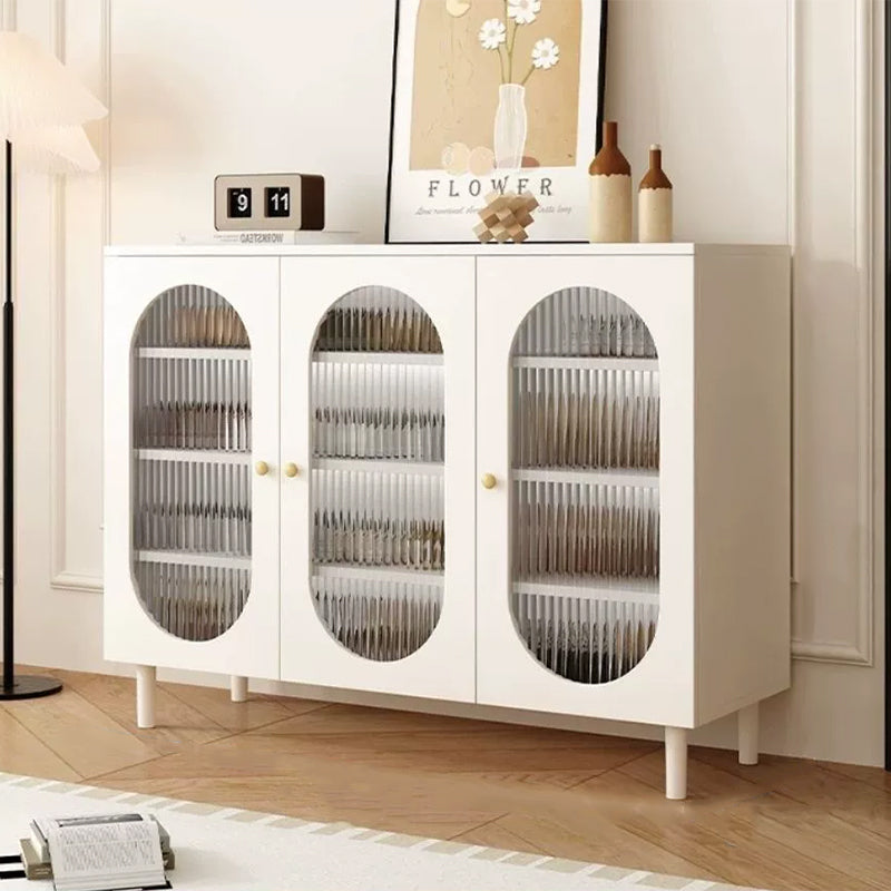 Modern Minimalist Rectangular Rattan Glass MDF Solid Wood Eco Board Weaving Shoe Storage 4-Tier For Entryways