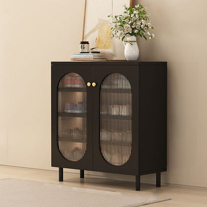 Modern Minimalist Rectangular Rattan Glass MDF Solid Wood Eco Board Weaving Shoe Storage 4-Tier For Entryways
