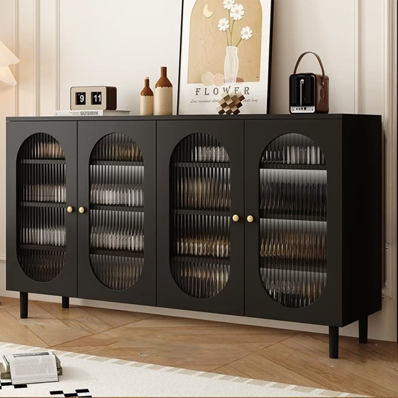 Modern Minimalist Rectangular Rattan Glass MDF Solid Wood Eco Board Weaving Shoe Storage 4-Tier For Entryways