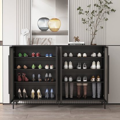 Contemporary Nordic Rectangular Aluminum Alloy Carbon Steel Shoe Storage 4-Tier For Entryways