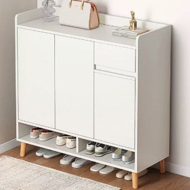 Modern Minimalist Rectangular MDF Shoe Storage 4-Tier For Entryways