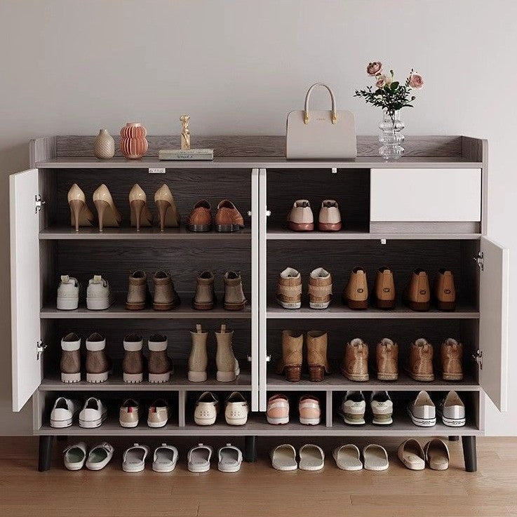 Modern Minimalist Rectangular MDF Shoe Storage 4-Tier For Entryways