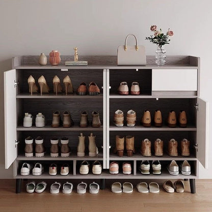 Modern Minimalist Rectangular MDF Shoe Storage 4-Tier For Entryways