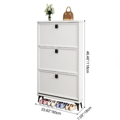 Modern Minimalist Rectangular MDF Metal Shoe Storage 3-Tier For Entryways