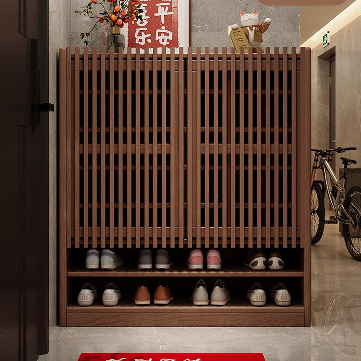 Traditional Chinese Rectangular Solid Wood Shoe Storage 7-Tier For Entryways