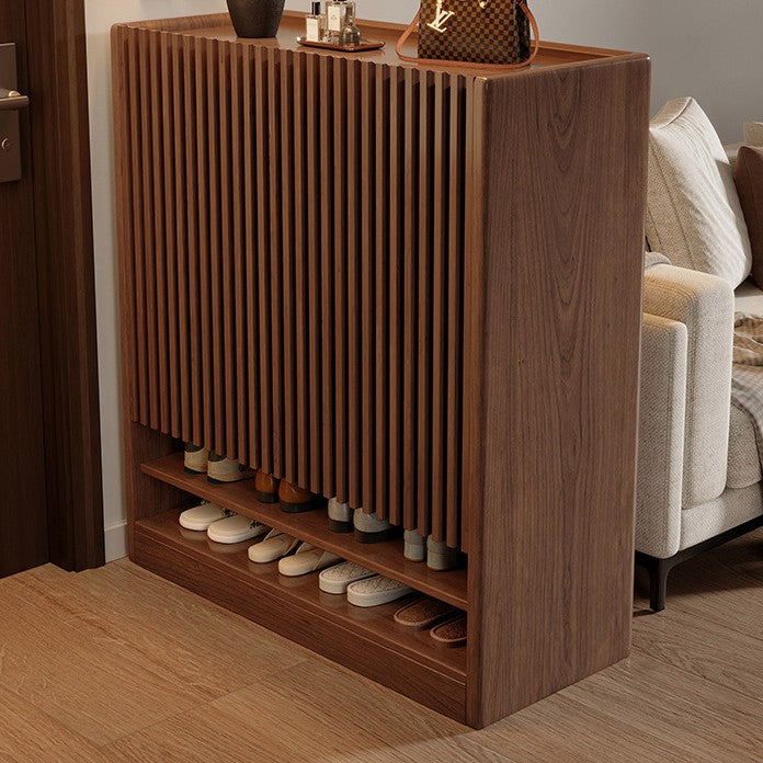 Traditional Chinese Rectangular Solid Wood Shoe Storage 7-Tier For Entryways