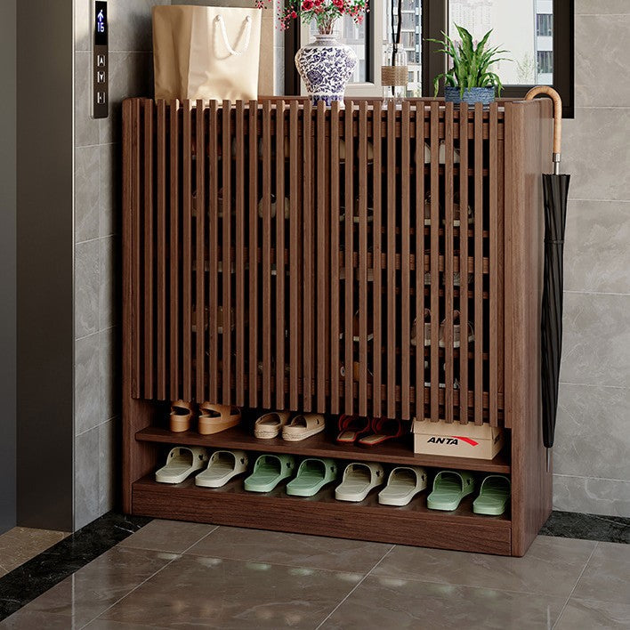 Traditional Chinese Rectangular Solid Wood Shoe Storage 7-Tier For Entryways